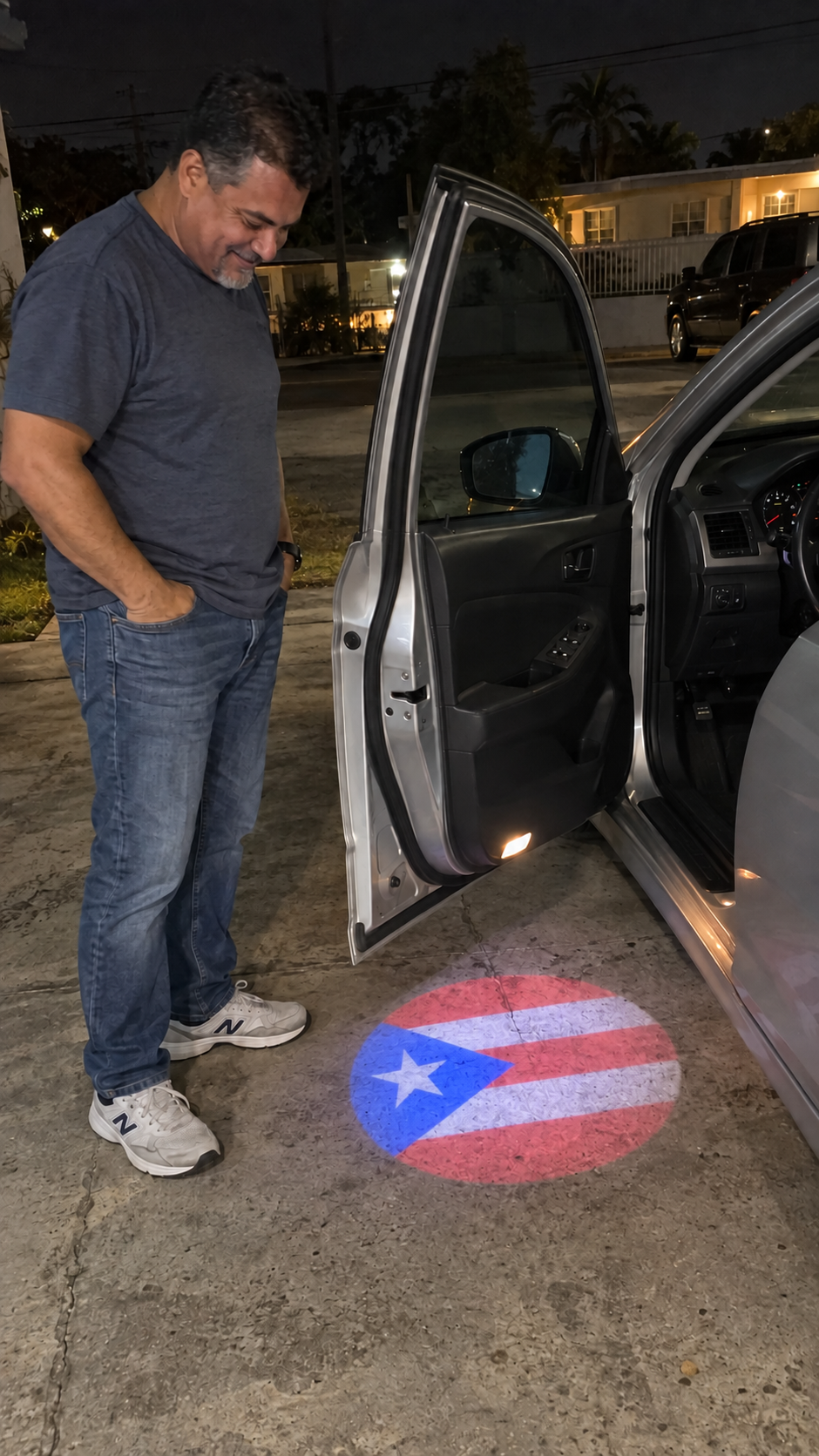 Lifestyle illustration with circular Puerto Rican flag projection