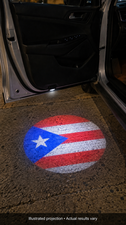 Lifestyle illustration with circular Puerto Rican flag projection