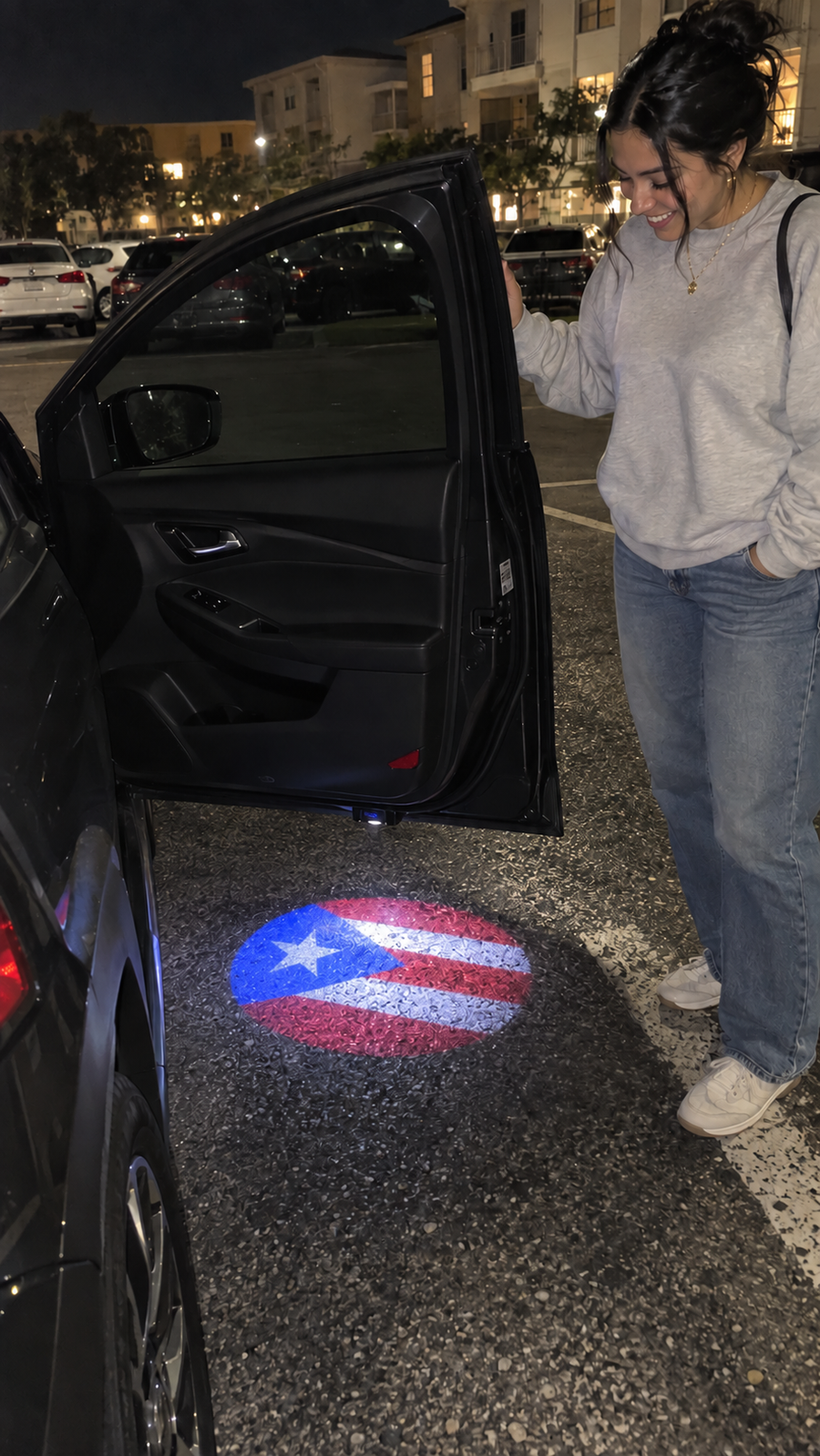 Lifestyle illustration with circular Puerto Rican flag projection